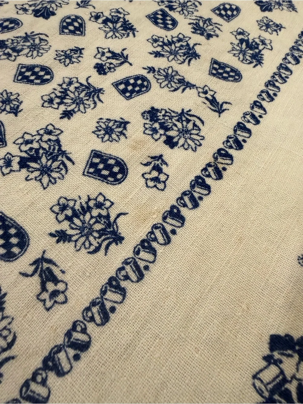 Blue & White Vintage Tablecloth